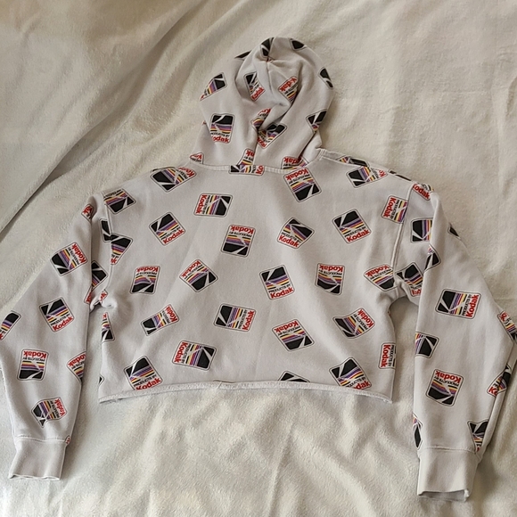 Kodak S cropped white hoodie with jaw string - Picture 2 of 3